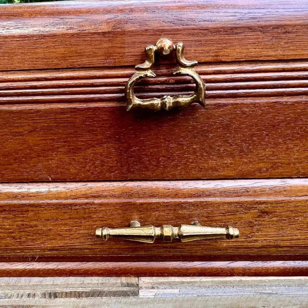 Vintage Floral Tapestry Wood Jewelry Box | Made in Japan